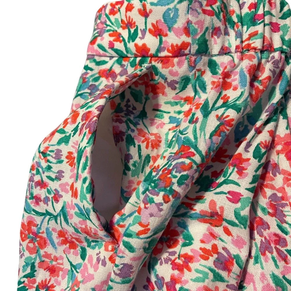 J.Crew Women‎ Multi Floral Linen Blend Re-Imagined Pull On Shorts 16